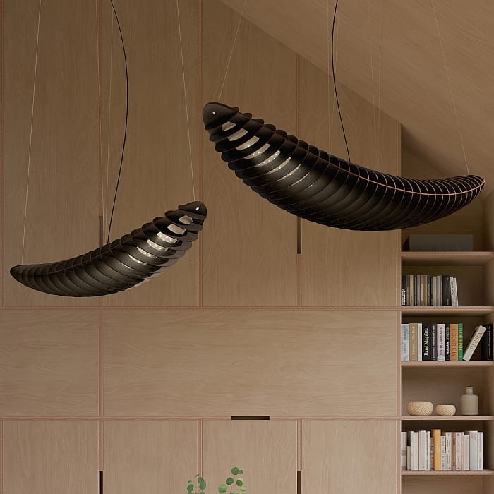 Zeppelin Led Black designerskie lampy wiszące ze sklejki drewnianej TAR