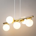 mosiężna pięciopłomienna lampa wisząca białe klosze AVOLA 7 Sigma 40795