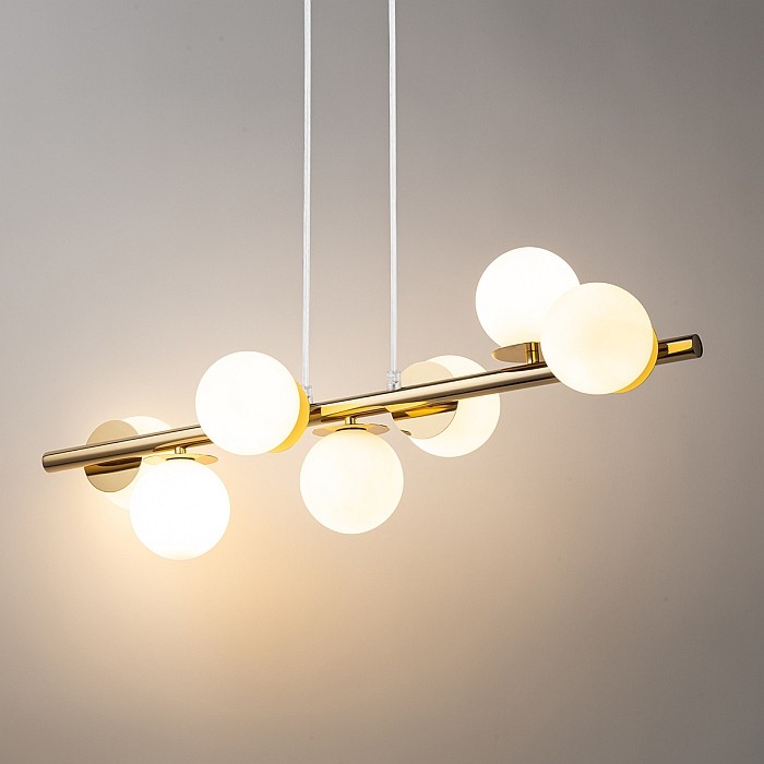 złota szczotkowana lampa wisząca białe klosze AVOLA 7 Sigma 40796