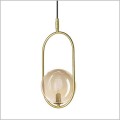 mosiężna lampa wisząca z bursztynowym kloszem  Candellux 31-44099