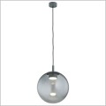 lampa wisząca szklana kula z ciemnym przydymionym szkłem i akcentami stalowymi w kolorze ciemnej zieleni  SACRAMENTO Argon 8830