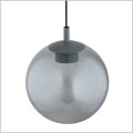 lampa wisząca szklana kula z ciemnym przydymionym szkłem i akcentami stalowymi w kolorze ciemnej zieleni  SACRAMENTO Argon 8830