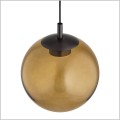 Fantastyczna lampa wisząca duża kula szklany klosz bursztynowy przezroczysty kolor akcenty stal z efektem szczotkowanego tytanu Argon SACRAMENTO 8831