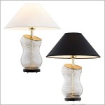 VENETO dekoracyjna szklana lampa stołowa z abażurem 1xE27 Argon