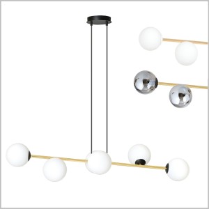 GRAVITY 6 złota lampa sufitowa szklane kule 6xE14 Emibig