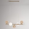 lampa wisząca klosze białe i bursztynowe LEMO Kaja K-5846
