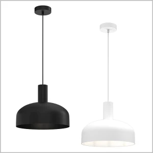 VISBY czarne i białe lampy wiszące 30cm E27 Milagro