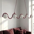 czerwona lampa wisząca do salonu SINUS BURGUNDY OPAL Emibig 1666/5