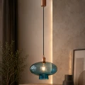 błękitna szklana lampa wisząca TRESCO BLUE Argon 8982