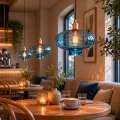 błękitna szklana lampa wisząca TRESCO BLUE Argon 8982
