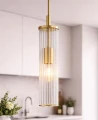 szklana lampa wisząca ze złotem HAMPTON Argon 8489