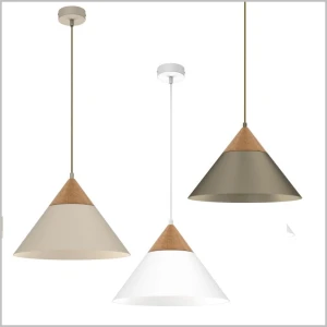 SINGLE 39cm lampa wisząca metal drewno 1xE27 Luminex