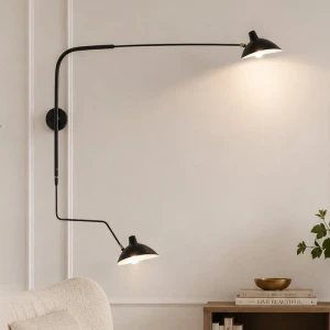 CRANE designerki czarny kinkiet regulowany Step into Design
