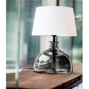 HAGA ANTHRACITE szklana grafitowa lampa stołowa z abażurem 1xE27 4concepts