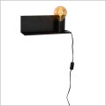 lampka nocna kinkiet półka z oprawką na magnez czarny 1xE27 Sebo 06218/01/30 Lucide