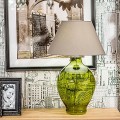 4concepts lampa stołowa szklana podstawa zieleń butelkowa abażur z tkaniny 58cm 1xE27 Genova