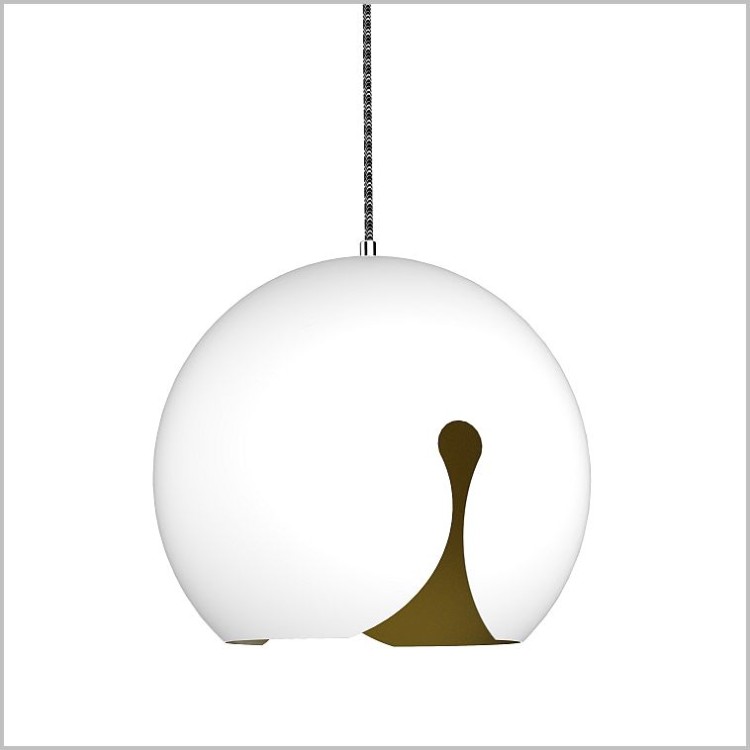 Lampa wisząca do kuchni biało złota klosz kula z wycięciem 1xE27 Malaga Keter