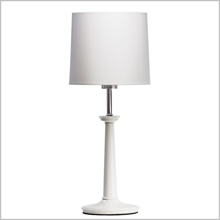 lampa stołowa 60cm podstawa drewniana biała abażur biały 1xE27 Szpilka Kandela