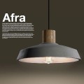 Sollux Afra SL.0282 lampa wisząca z białego betonu zwieńczona walcem z drewna 1xE27