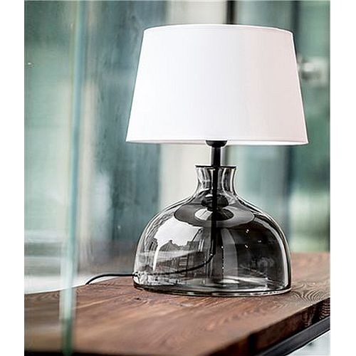4concepts lampa stołowa szklana podstawa antracyt abażur biały 1xE27 Haga
