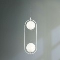 lampa wisząca do kuchni dwie białe szklane kule 2xG9 Ring MOD013PL-02W Maytoni