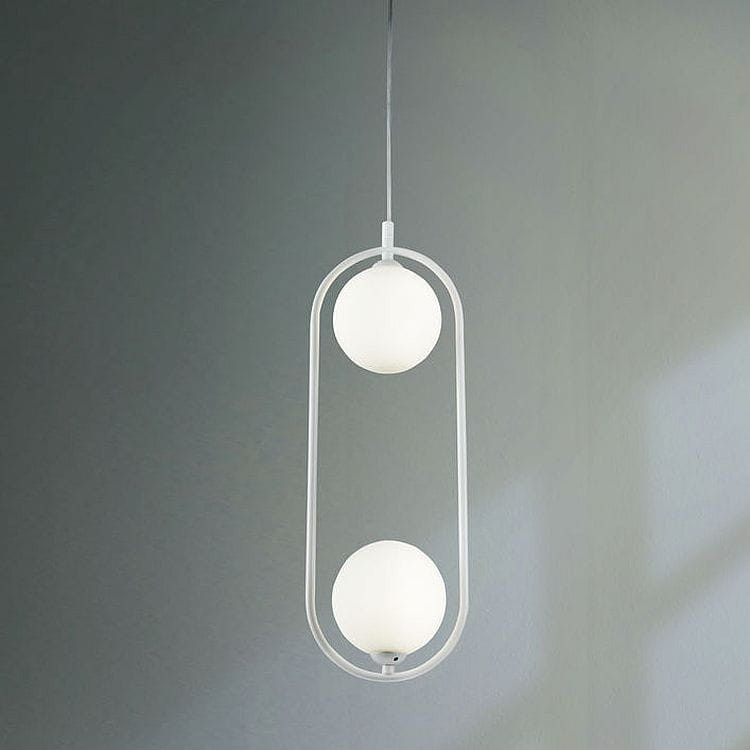 lampa wisząca do kuchni dwie białe szklane kule 2xG9 Ring MOD013PL-02W Maytoni