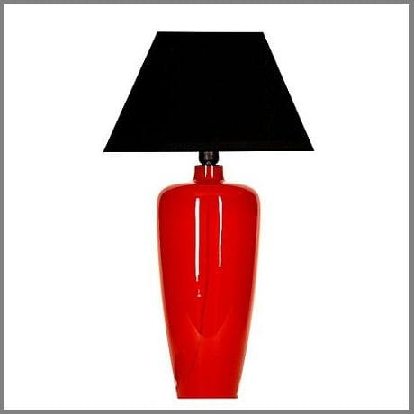 4concepts rękodzieło szklana czerwona lampa stołowa z czarnym abażurem Sevilla