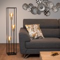 lampa stojąca podłogowa czarny mat prostokątny stelaż miedziane oprawki na trzy żarówki E27 Ruben 00724/03/30 Lucide