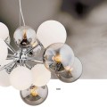 Agon Satelite 5020 lampa wisząca do salonu 15 szklanych kul połączonych chromowanymi elementami 15xE27