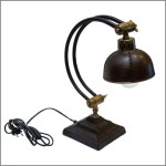 Andrew mosiężno-skórzana lampa stojąca gabinetowa regulowana 43cm 1xE27 GiftDeco