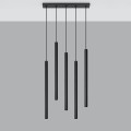 lampa wisząca nad stół czarna różne wysokości zawieszenia klosza tuby 5xG9 Pastelo SL.0472 Sollux