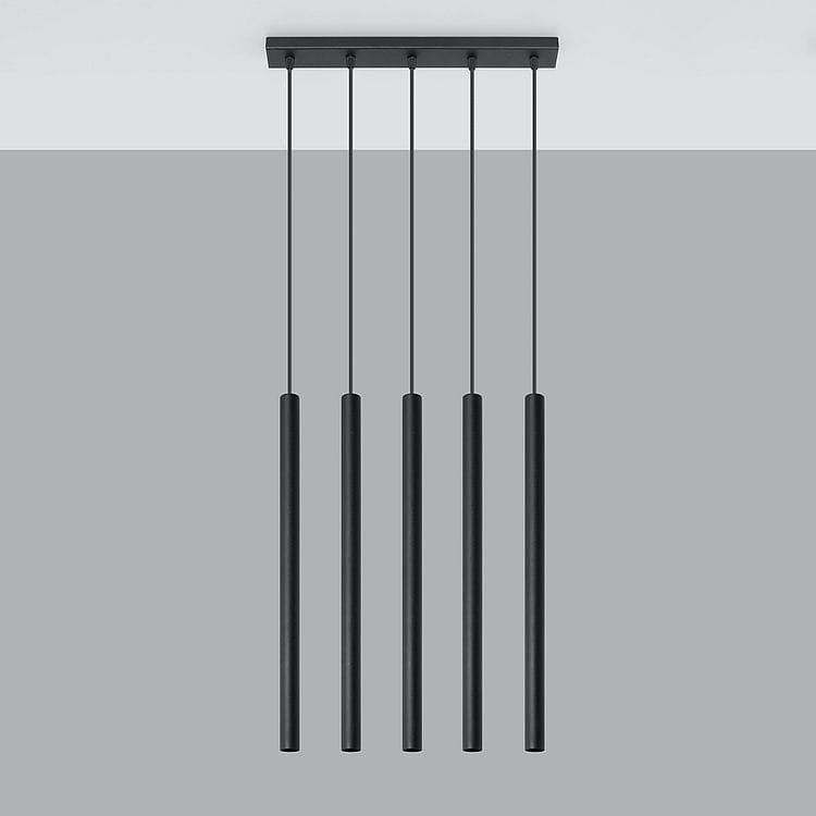 czarna lampa wisząca nad stół klosze tuby 5xG9 Pastelo SL.0472 Sollux