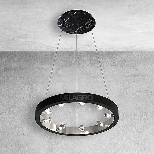 żyrandol pierścień 70cm z czarnego marmuru 9xE14 Cassiopeia nero 5031 Milagro by Maciej Zień