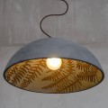 Industrialna lampa wisząca do salonu klosz z betonu od wewnątrz z motywem liści 1xE27Jungle Loftlight
