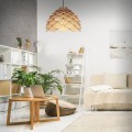 Drewniana lampa wisząca eko Burgo 1xE27 Light Prestige aranżacja pokoju