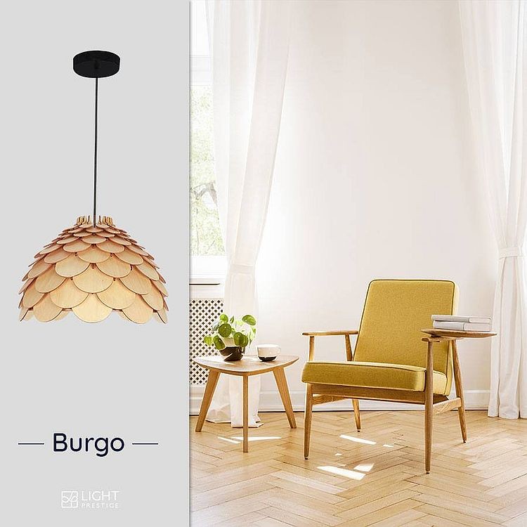 Lampa wisząca szyszka ze sklejki drewnianej o średnicy 50cm 1xE27 Burgo LP-101335/1P L Light Prestige