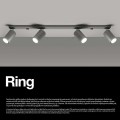 listwa sufitowa szara z 4 ruchomymi reflektorkami 4xGU10 Ring 4L SL.0453 Sollux