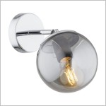 Satelite kinkiet ścienny kula szklana grafit 20cm na ruchomym chromowanym ramieniu 1xE27 Led Argon