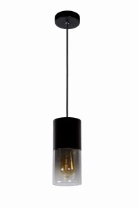 Zino lampa wisząca tuba czarna szkło grafit 1xE27 Lucide