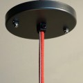 CURIOUS lampa wisząca klosz z siatki metalowej+przwód w czerwonym oplocie+podsufitka metalowa czarna