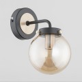 Szklany kinkiet ścienny czarno-złoty kula bursztynowa 1xE14 Grap 25130 Alfa