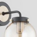Czarno złota lampa ścienna szklana kula bursztynowa 1xE14 Grap 25130 Alfa