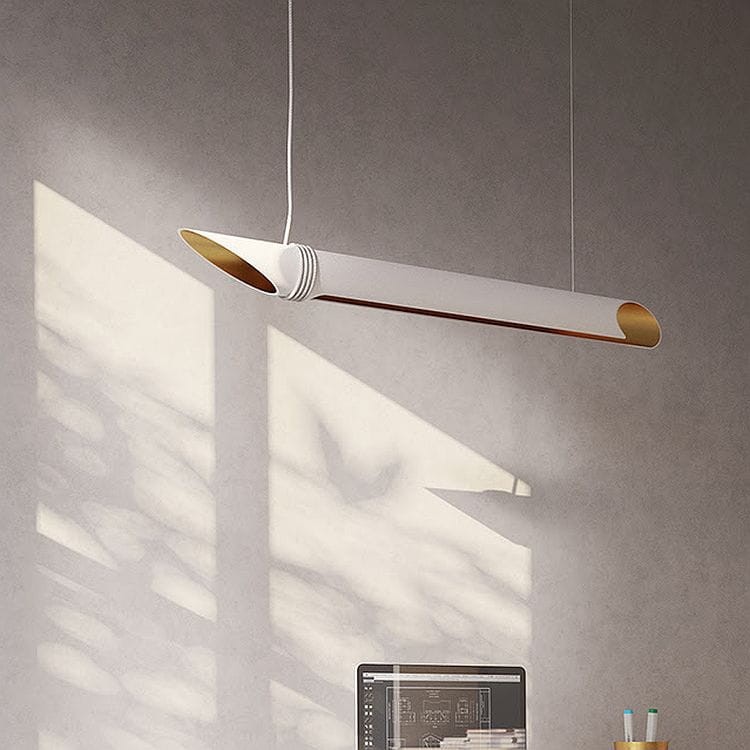 lampa wisząca do pokoju biało złota tuba długość 60cm LED Lira T150A2M2/R1/962/117 Cleoni