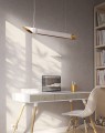 Cleoni Lira T150A2M2/R1/962/117 lampa wisząca do pokoju biało złota tuba długość 60cm LED