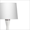 Biała lampa stołowa 47cm podstawa drewniana biała abażur z tkaniny biały 1xE27 Baron LN-1 Kandela