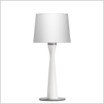 Baron biała lampa stołowa drewniana 47cm abażur tkanina 1xE27 Kandela