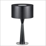 Baron Plus czarna lampa stołowa drewniana 60cm z abażurem 1xE27 Kandela