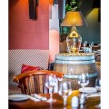 Lampa stołowa szklana podstawa przezroczysta abażur czarny wewnątrz złoty Valencia 4concepts