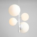 Balia 4 lampa wisząca szklana klosze kule białe stelaż biały 2xE27 2xE14 Aldex