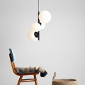 Balia 4 Black lampa wisząca szklana klosze kule białe stelaż czarny 2xE27 2xE14 Aldex
